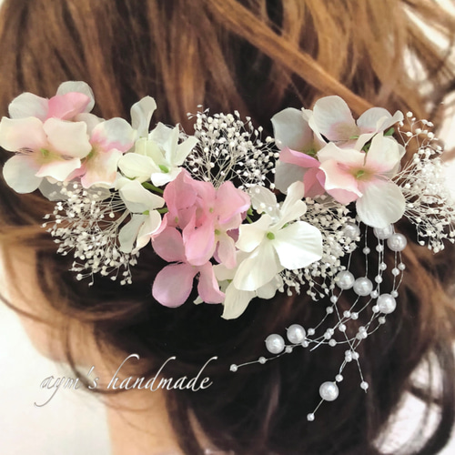 ピンク髪飾り カラー変更対応 フラワーヘッドドレス ウェディング