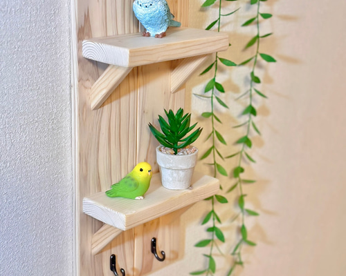 ハンドメイド　木工細工　可動飾り棚 ハンドメイド 木工細工 可動飾り棚