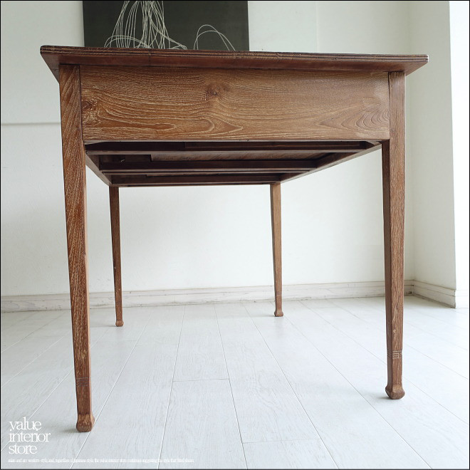 チーク無垢材 ヴィンテージテーブルAnq/01 ダイニングテーブル 什器デスク 机 一点物 再生家具 表面再仕上済 古材