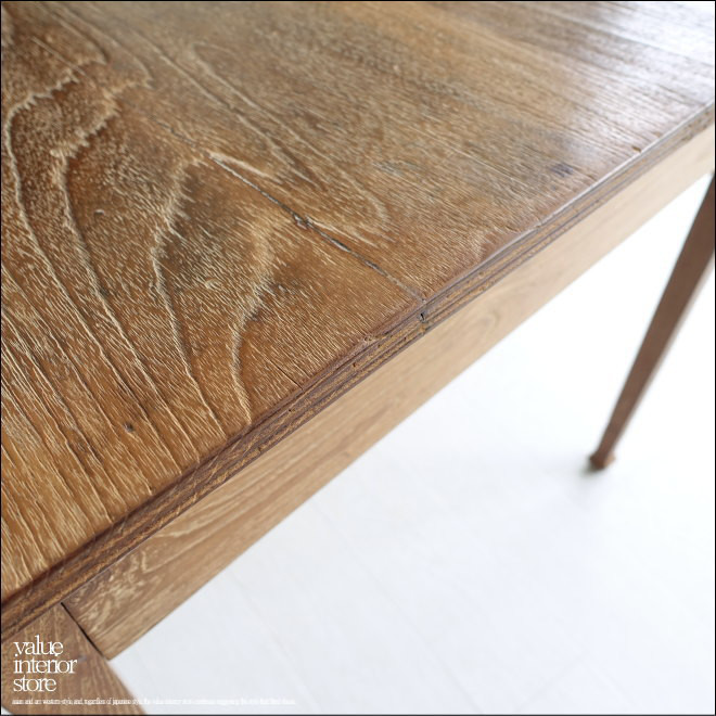 チーク無垢材 ヴィンテージテーブルAnq/01 ダイニングテーブル 什器デスク 机 一点物 再生家具 表面再仕上済 古材