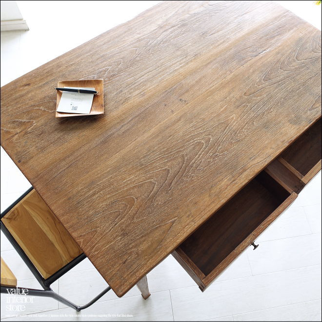 チーク無垢材 ヴィンテージテーブルAnq/01 ダイニングテーブル 什器デスク 机 一点物 再生家具 表面再仕上済 古材