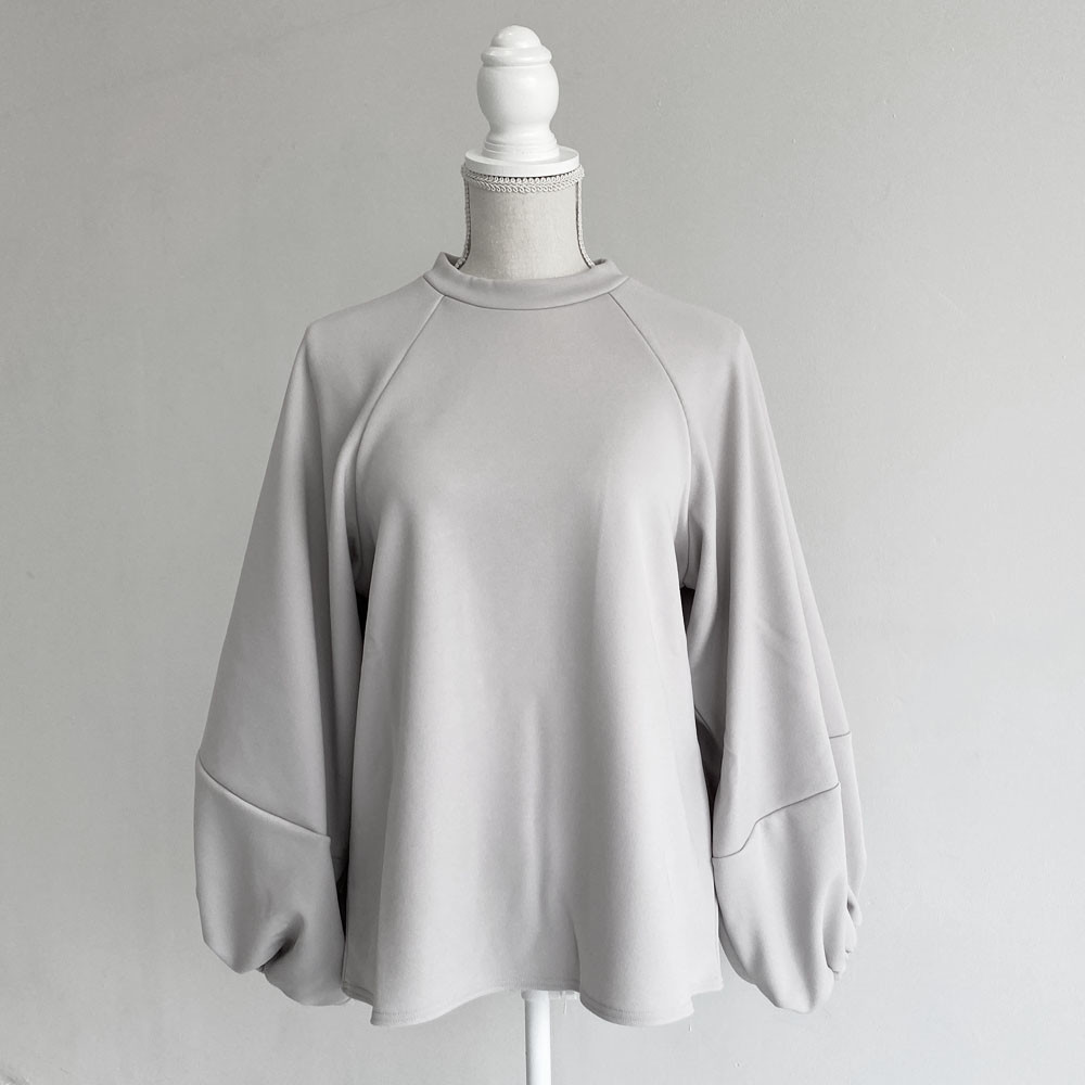 【日本製】2重織ストレッチジャージ＿ボリューム袖プルオーバー_【セットアップ対応】トープ