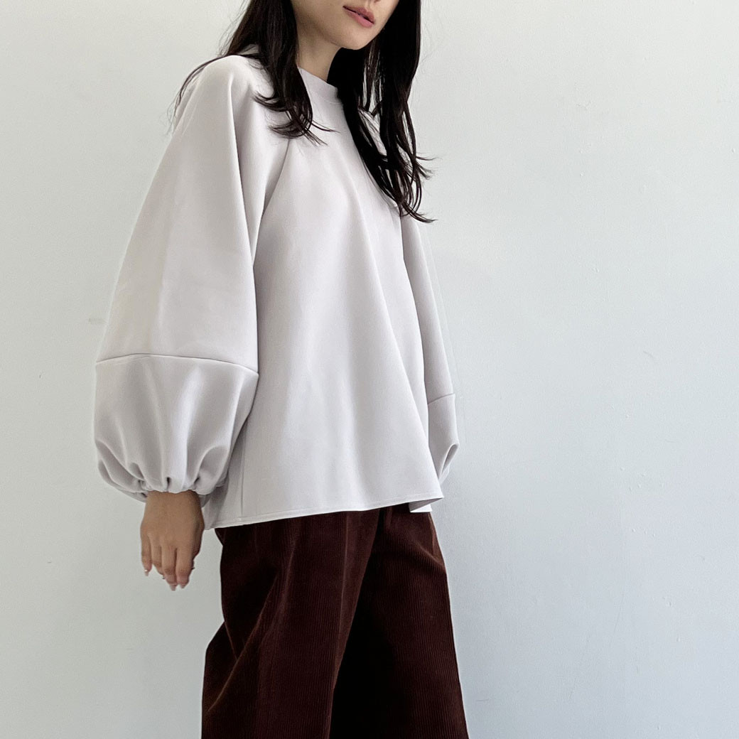 【日本製】2重織ストレッチジャージ＿ボリューム袖プルオーバー_【セットアップ対応】トープ