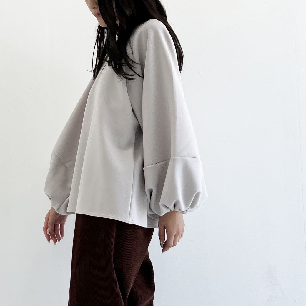 【日本製】2重織ストレッチジャージ＿ボリューム袖プルオーバー_【セットアップ対応】トープ