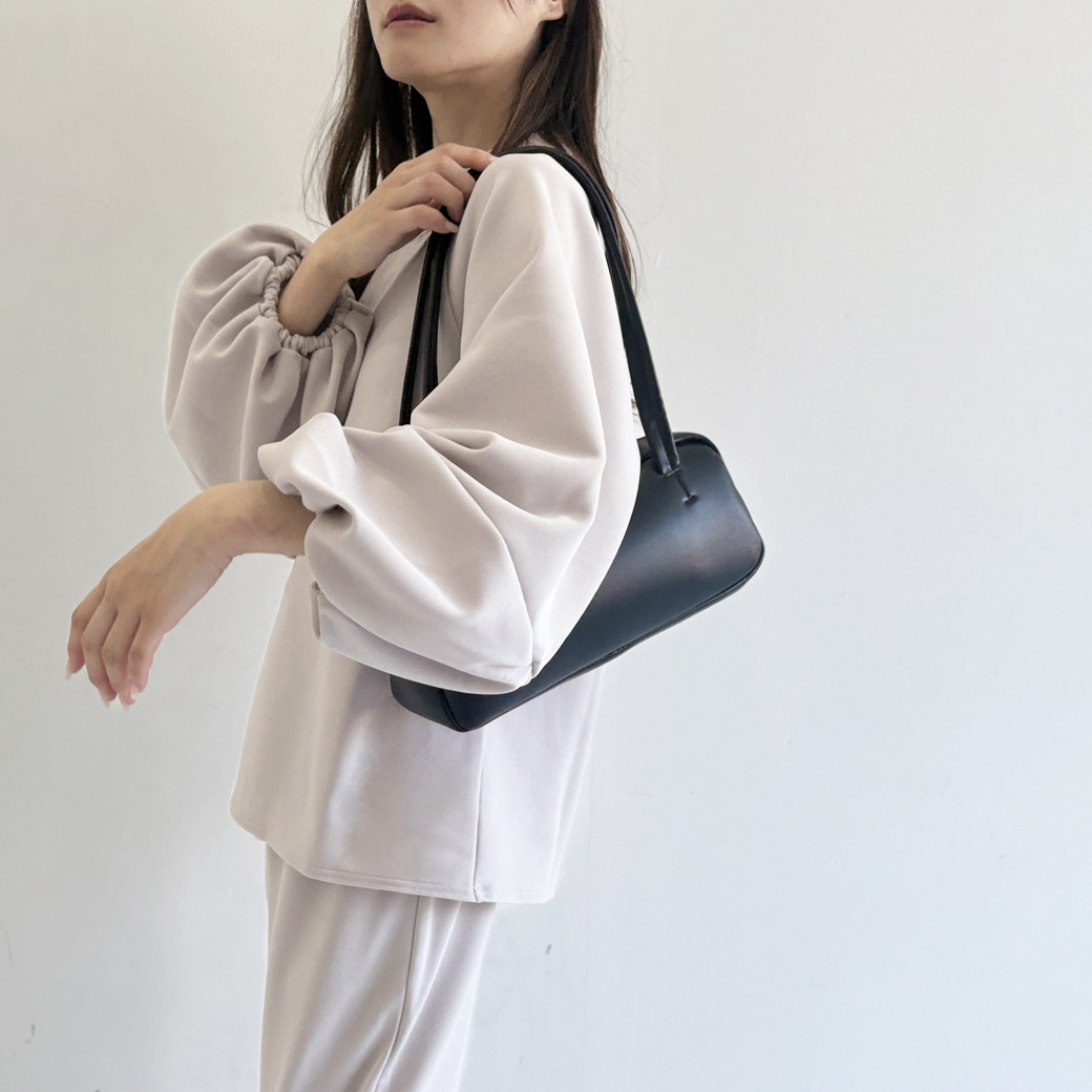 【日本製】2重織ストレッチジャージ＿ボリューム袖プルオーバー_【セットアップ対応】トープ