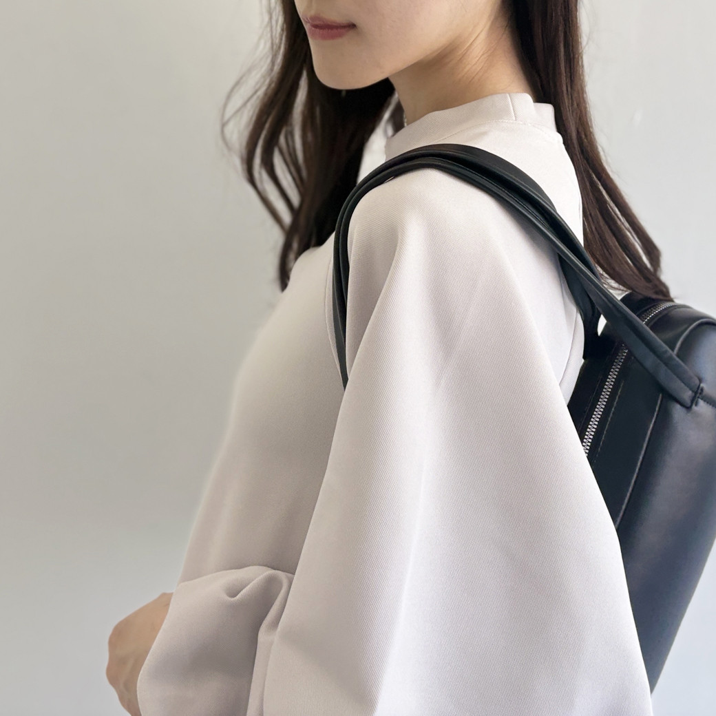 【日本製】2重織ストレッチジャージ＿ボリューム袖プルオーバー_【セットアップ対応】トープ