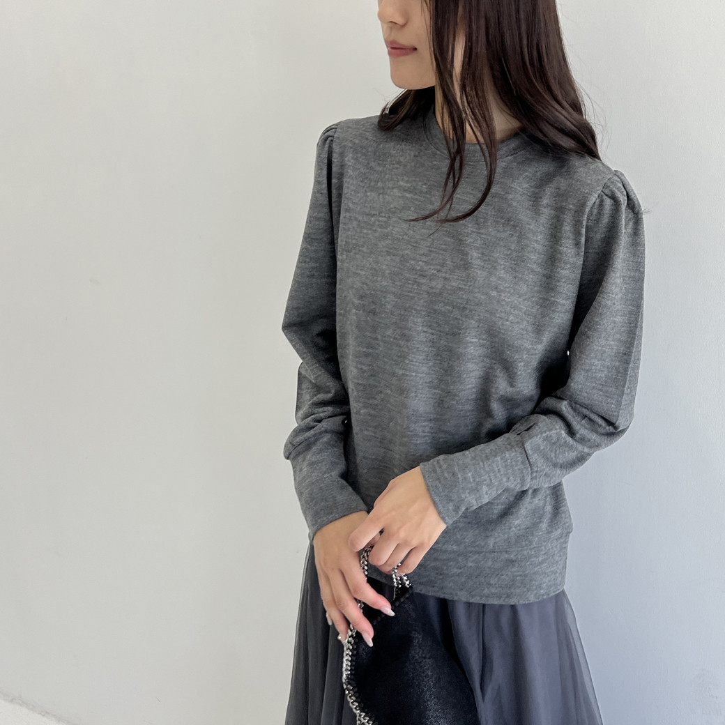 【日本製】ウォッシャブルウール＿パワーショルダープルオーバー＿グレー