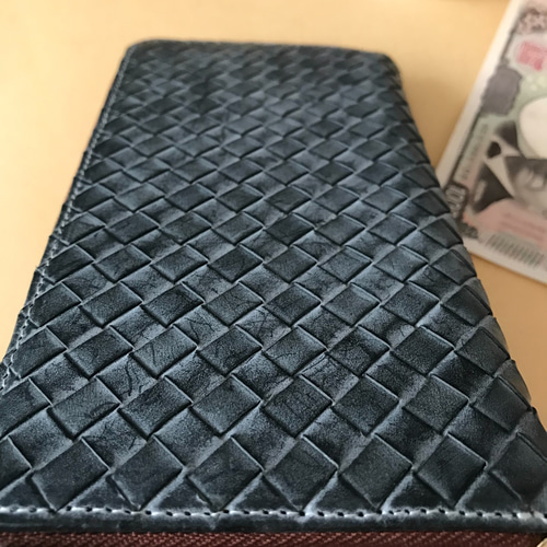 本革　長財布　 ヌメ革　黒色　レザークラフト ハンドメイド 黒 ハンドメイド 新品 ブライドレザー ヌメ革/本革 編み込み メンズ