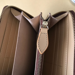 ブラウン　ベージュ　ハンドメイド 新品 ブライドレザー ヌメ革/本革 編み込み　メンズ財布　長財布　 ラウンドファスナー 7枚目の画像