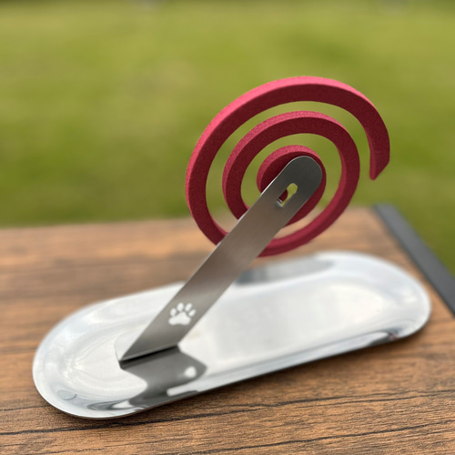 蚊取り線香スタンド - mozzie 足跡柄-マグネット式 ステンレス製