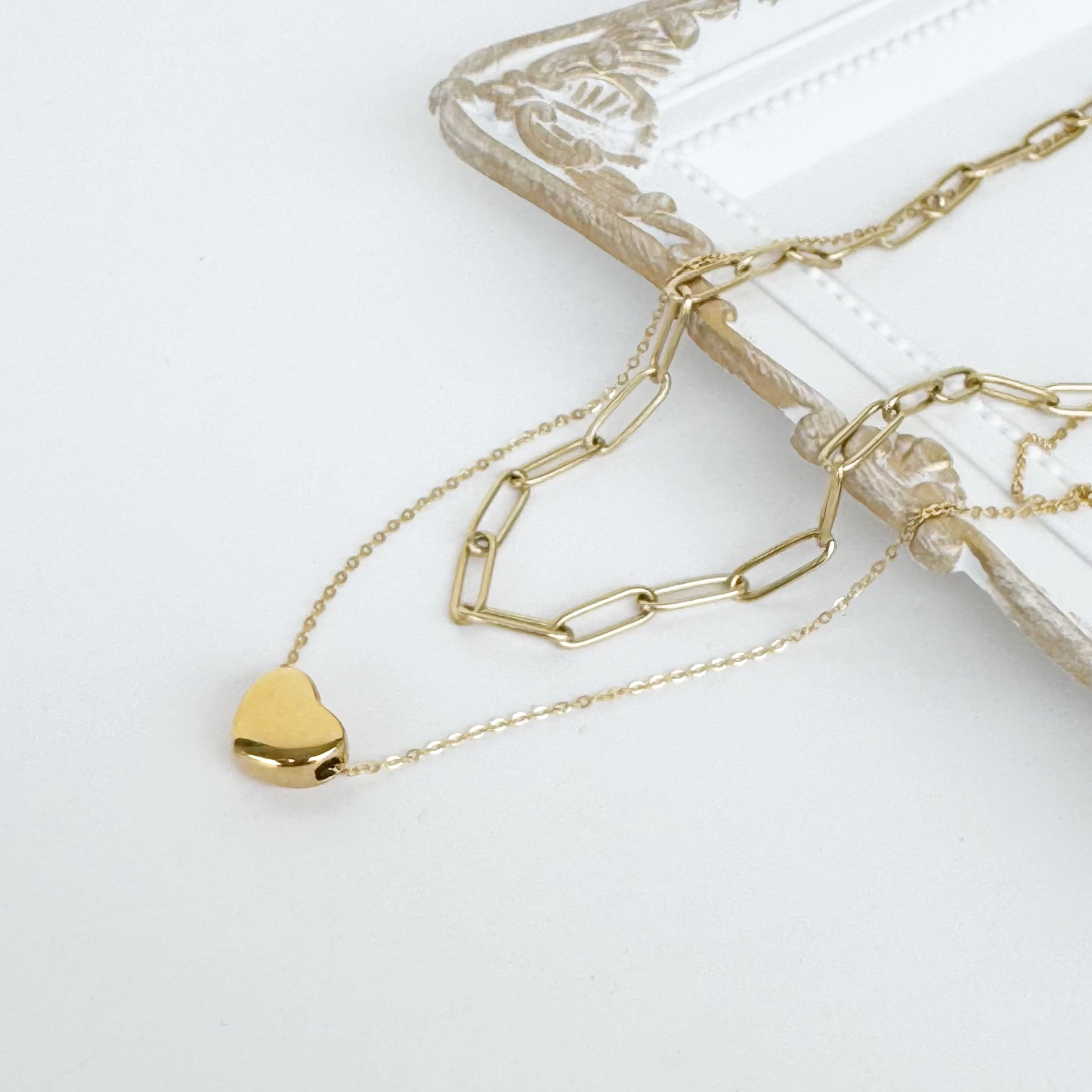 着けっぱなしOK！3通りで楽しめるハートのネックレスのサージカルステンレス2本セット