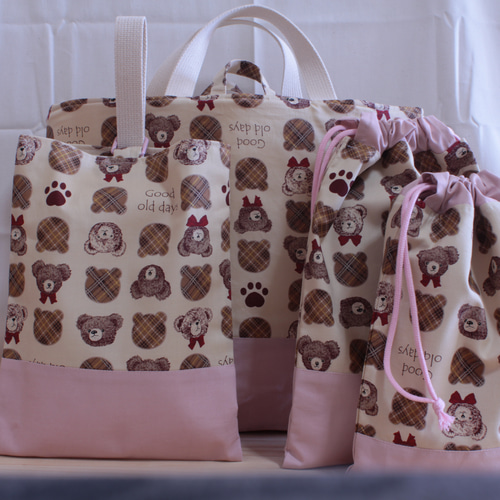 milk latte くまさん柄⭐︎入園入学4点セット 入学入園【4点】セット(くまさん)みるくラテ その他入園グッズ