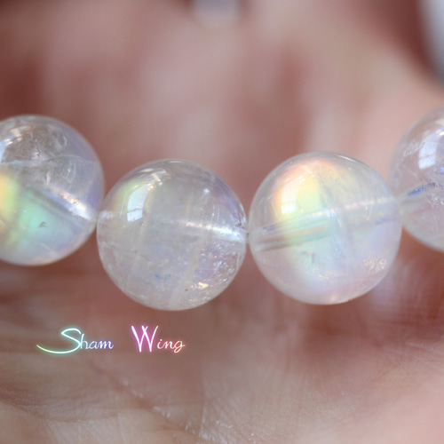 再販⬛️超高品質レインボームーンストーン約8.9～9.2mmブレスレット