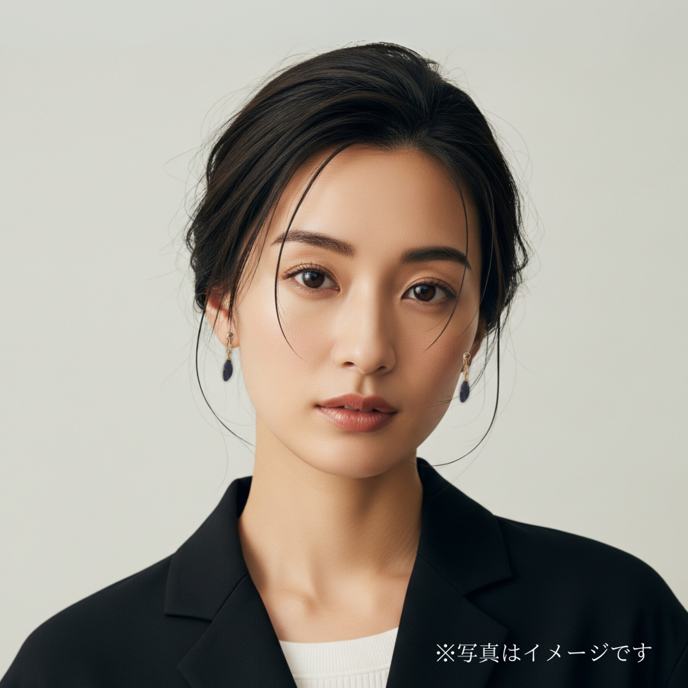 【✧再販✧】【✦14kgf金属アレルギー対応✦】天然石　大人の品を上げるブラックコッパーオブシディアンのイヤリング