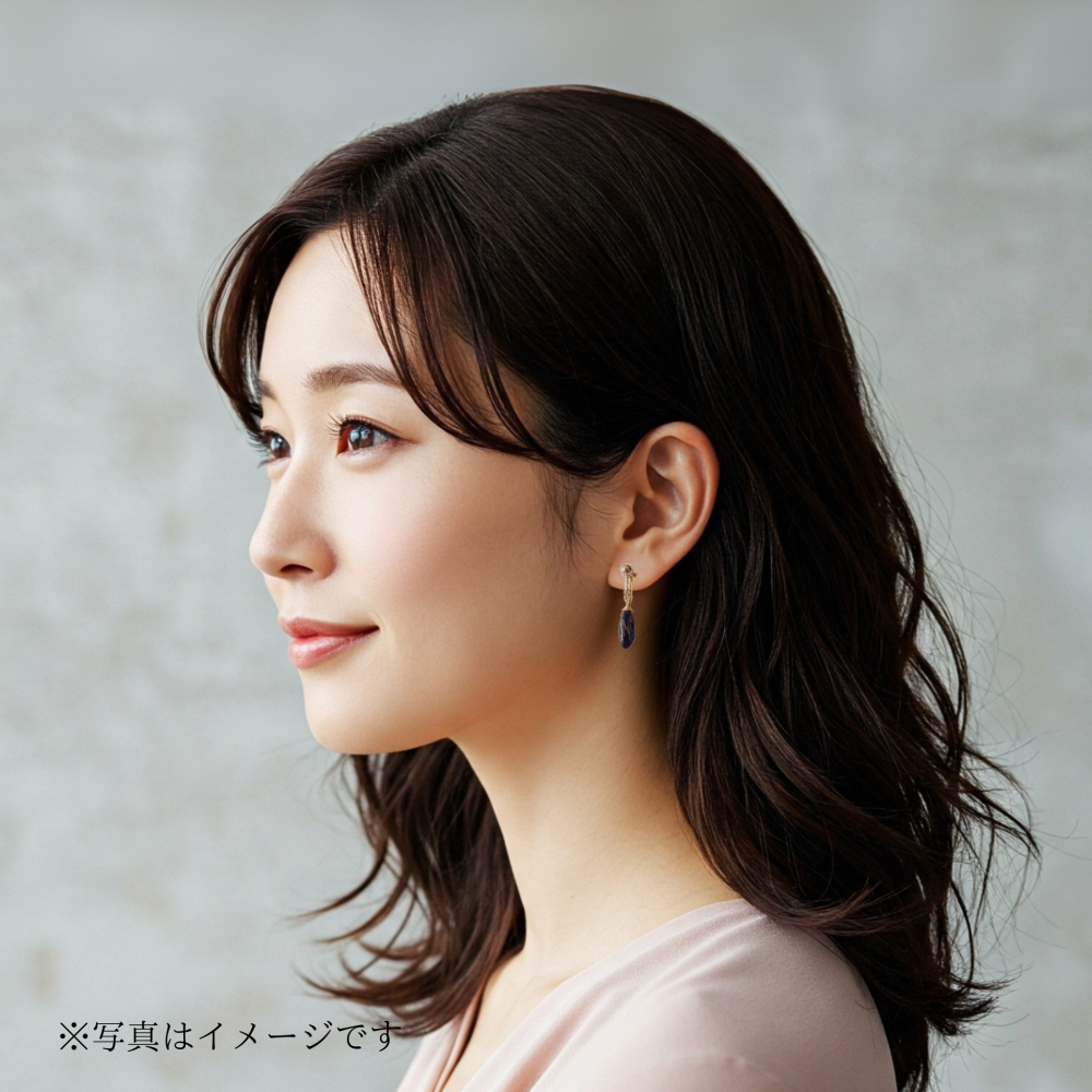 【✧再販✧】【✦14kgf金属アレルギー対応✦】天然石　大人の品を上げるブラックコッパーオブシディアンのイヤリング