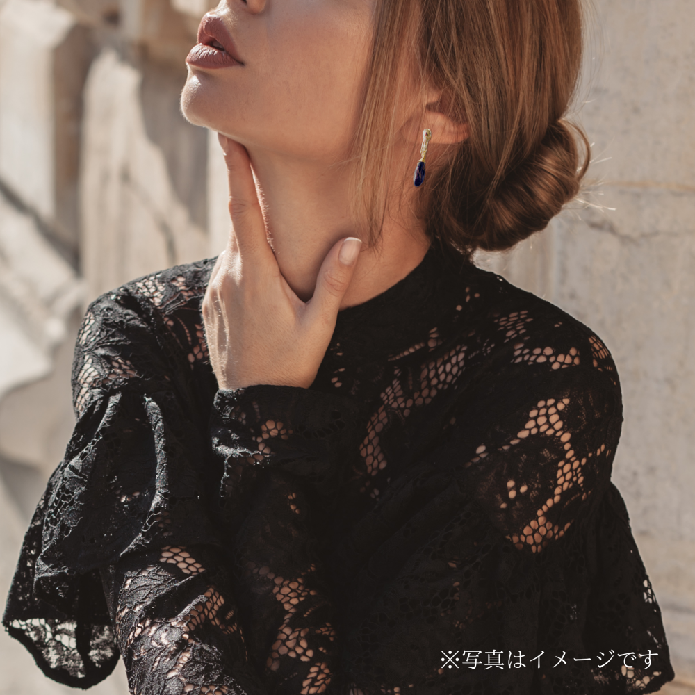 【✧再販✧】【✦14kgf金属アレルギー対応✦】天然石　大人の品を上げるブラックコッパーオブシディアンのイヤリング