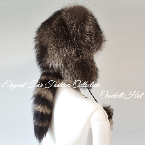 小顔効果☆ラクーンファークロケットハット毛皮帽子 付け耳暖か防寒