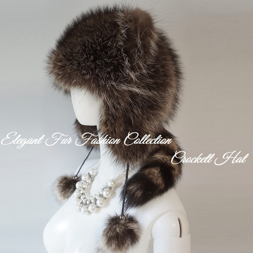 小顔効果☆ラクーンファークロケットハット毛皮帽子 付け耳暖か防寒