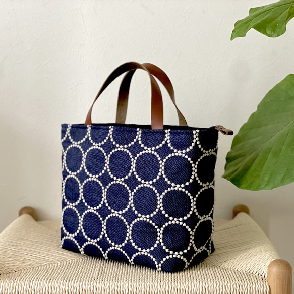 ⚮̈ミナペルホネン tambourine navy かくれんぼトート トート