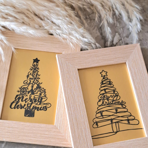 一点物＞切り絵アートのクリスマスツリー Merry Christmas 切り絵 紗布