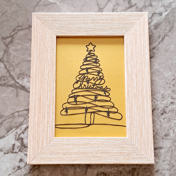 一点物＞切り絵アートのクリスマスツリー Merry Christmas 切り絵 紗布