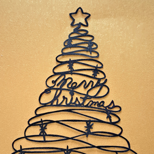 一点物＞切り絵アートのクリスマスツリー Merry Christmas 切り絵 紗布