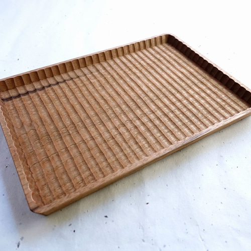 我谷盆 胡桃 26×18×2cm ナチュラル お盆 トレイ 木地盆 折敷