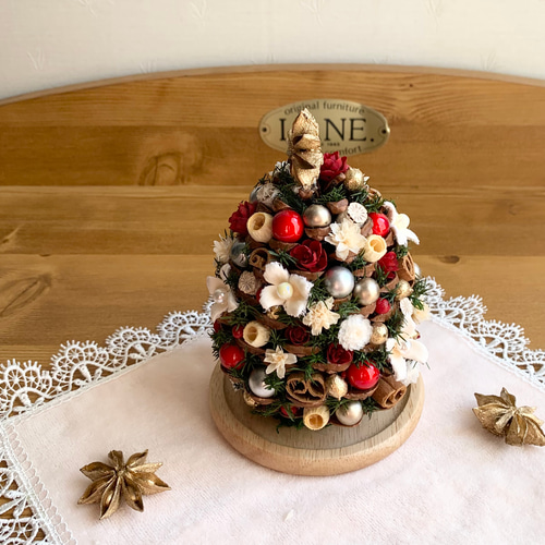 キラキラ・松ぼっくりのクリスマスツリー・Sサイズ ドライフラワー