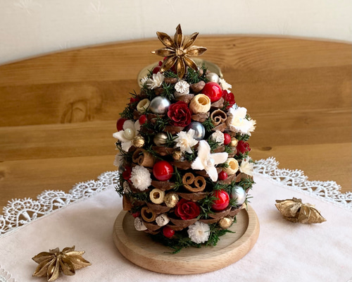 キラキラ・松ぼっくりのクリスマスツリー・Sサイズ ドライフラワー