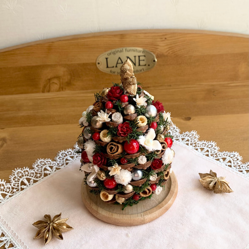 キラキラ・松ぼっくりのクリスマスツリー・Sサイズ ドライフラワー