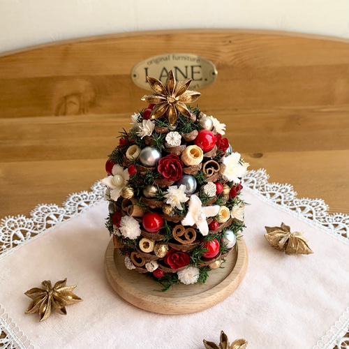 キラキラ・松ぼっくりのクリスマスツリー・Sサイズ ドライフラワー