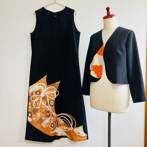 No.139留袖ドレスノースリーブワンピースとボレロ13号L〜LL着物