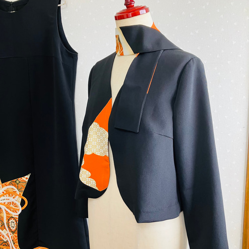 No.139留袖ドレスノースリーブワンピースとボレロ13号L〜LL着物