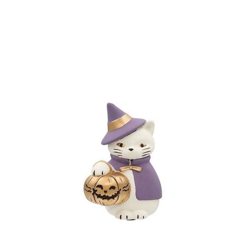 特価】ハロウィンオブジェ 白猫 ねこ 猫 キャット 魔女 置物