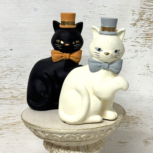 特価】ハロウィンオブジェ 黒猫 白猫 ねこ 猫 キャット 置物