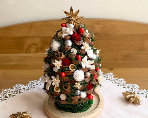 ドライフラワーꕤ︎︎木の実いっぱいmini松ぼっくりツリーꕤ︎︎クリスマス飾り a8f6cb100f5a757fcaad6a346a7924