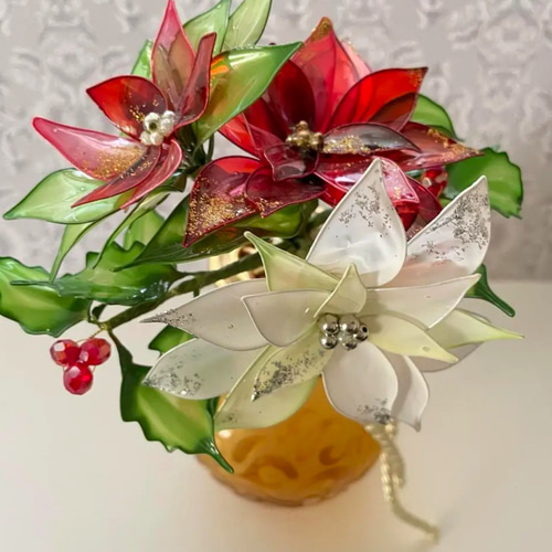 クリスマス☆ポインセチア☆ディップフラワー☆アメリカンフラワー