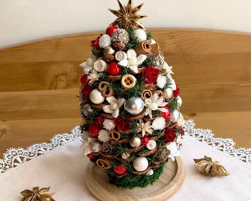 ドライフラワーꕤ︎︎木の実いっぱいmini松ぼっくりツリーꕤ︎︎クリスマス飾り 楽天市場】クリスマス ツリー 小さい ドライフラワー アレンジ 即日