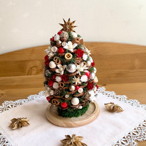 ドライフラワーꕤ︎︎木の実いっぱいmini松ぼっくりツリーꕤ︎︎クリスマス飾り 楽天市場】クリスマス ツリー 小さい ドライフラワー アレンジ