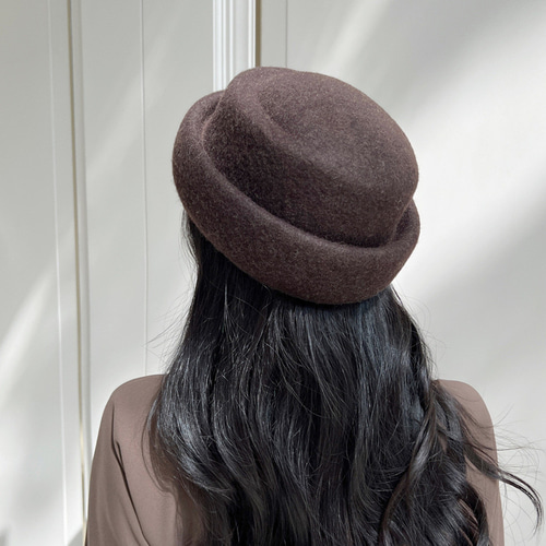 秋冬用ウールベレー帽 レディース フランス風エレガント ロールブリム