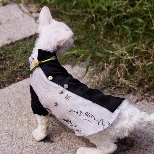 オーダーメイド可能〉猫服 犬服 ペット服 ネコ 中華風格白黒シャツ