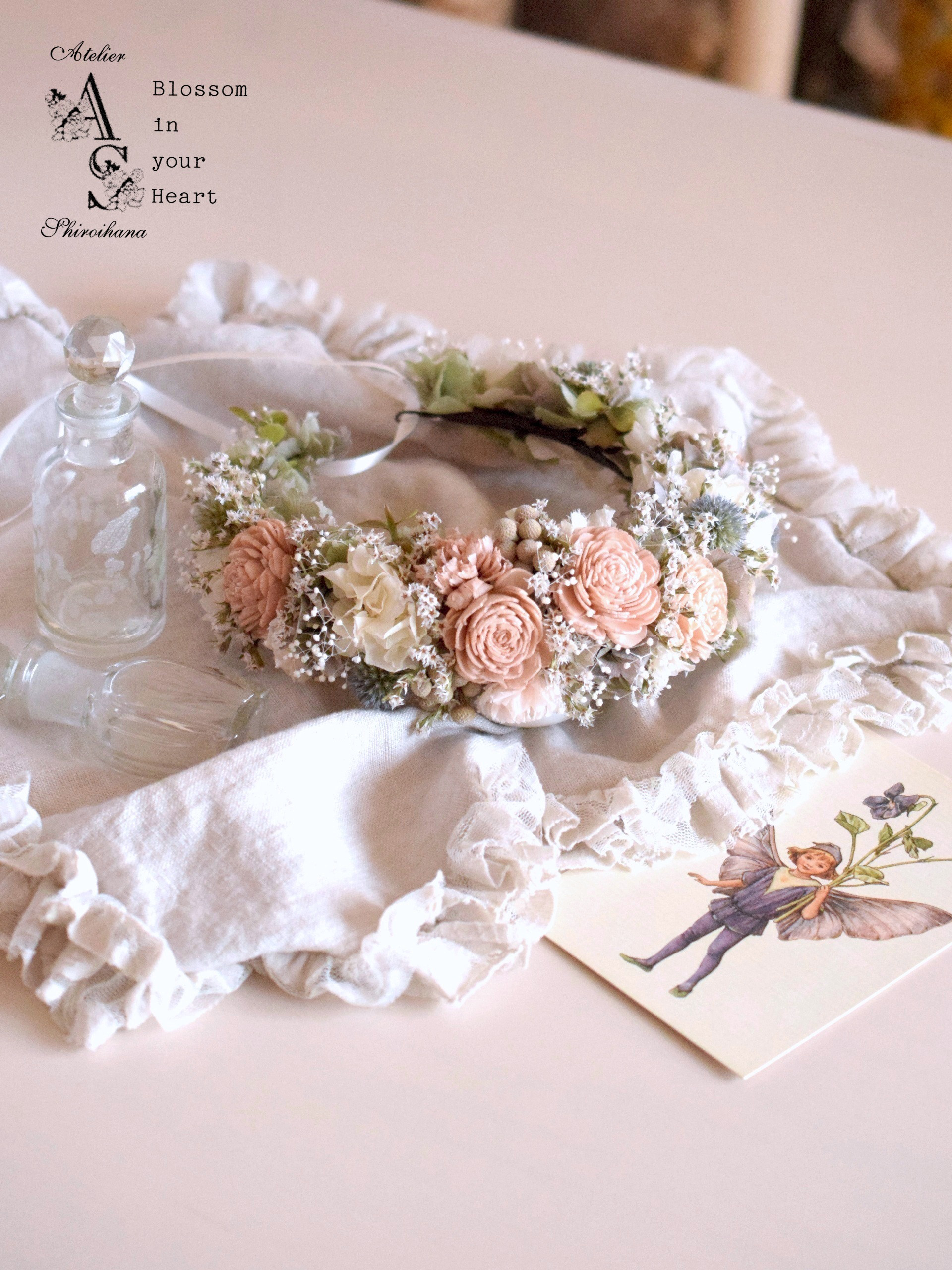 みなみお様専用 お申込み欄⋆ くすみヌードピンク：野の花ヘッドドレス・花かんむり・ブートニア(2個)