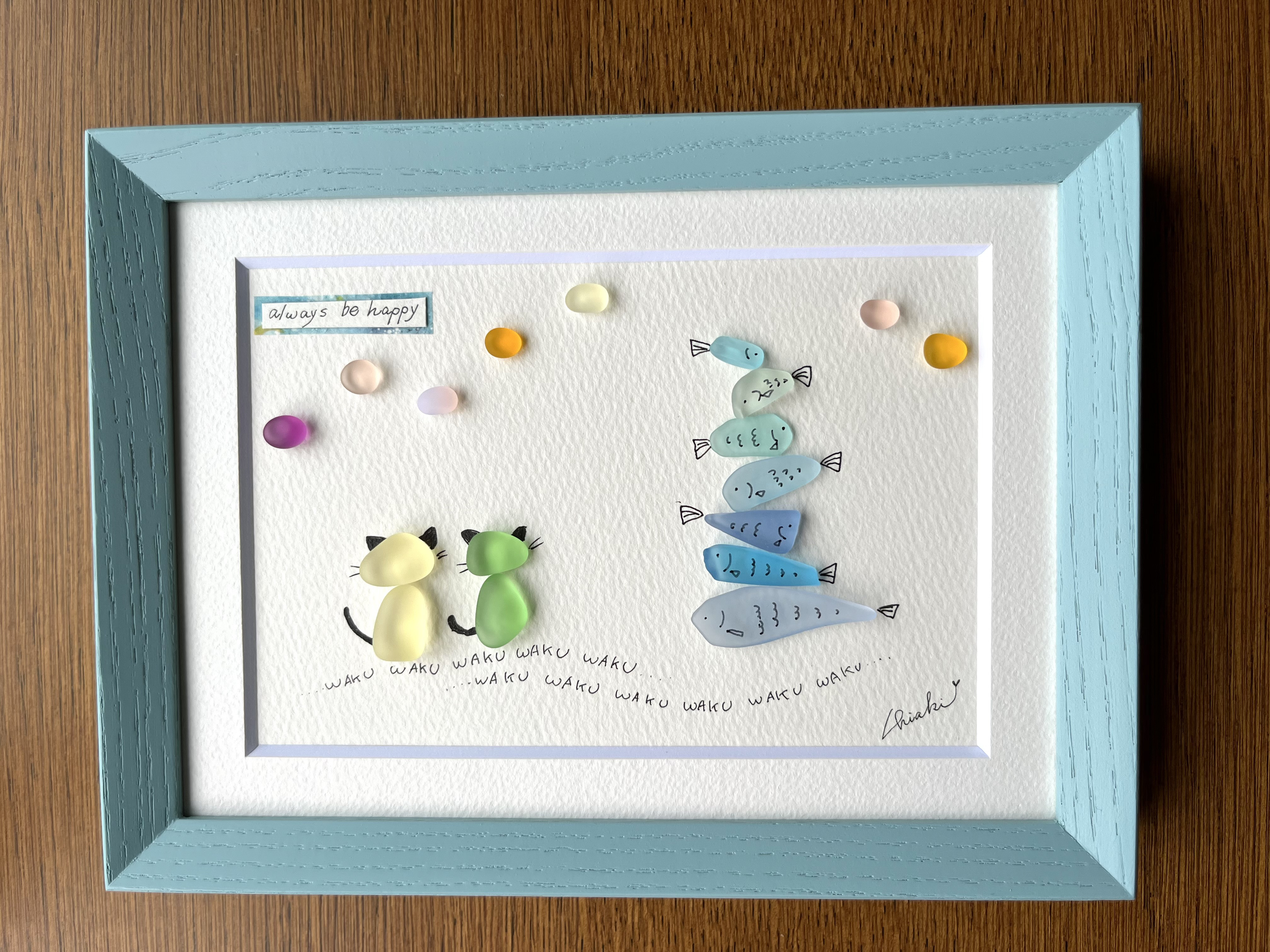 シーグラスアートフレーム WAKUWAKU＊Neko   おさかなツリー