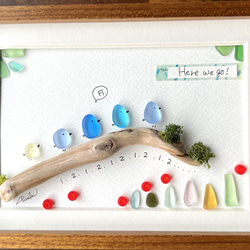 シーグラスアートフレームいっちに いっちに♪がんばるぴーちゃん