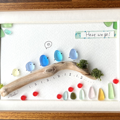 シーグラスアートフレームいっちに いっちに♪がんばる