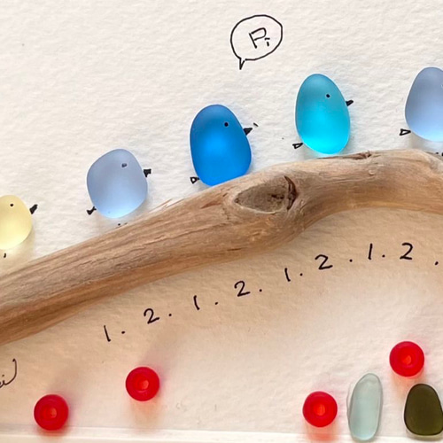 シーグラスアートフレームいっちに いっちに♪がんばるぴーちゃん