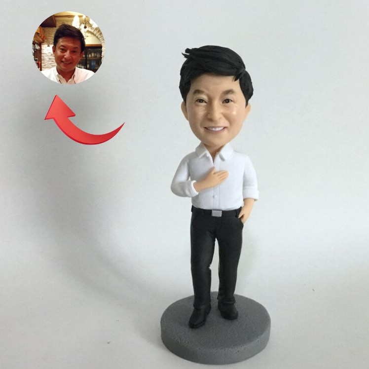 【オーダーメイド】お写真からの男性の頭部オリジナルフィギュア 自分フィギュア 退職記念品 贈り物 ポーズと服装は固定