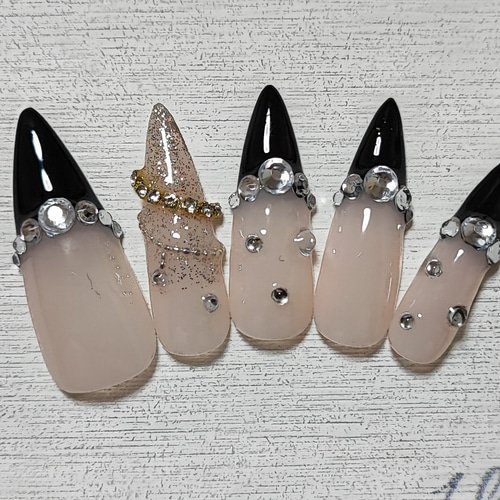 お急ぎ便A♥ ネイルチップ 量産型 ツイードネイル フレンチ 黒ネイル スナ系 m95743179283_1.jpg?1745887643