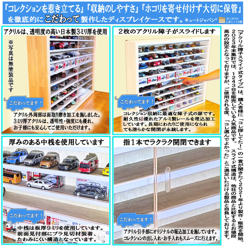 ミニカー 収納 ケース ディスプレイ 棚 アクリル障子付 ホワイト