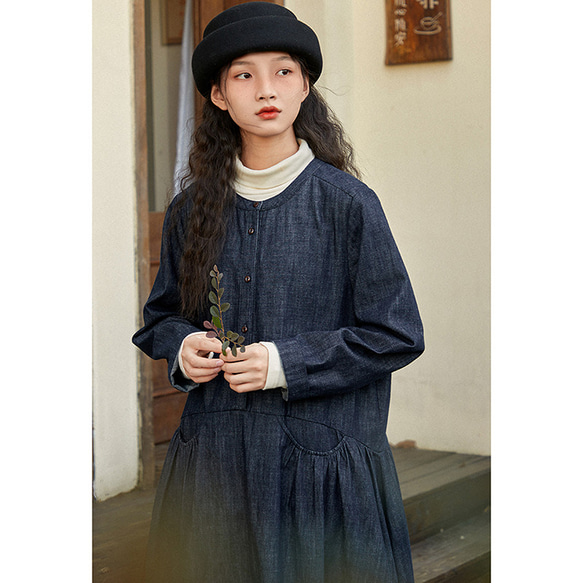 René - 新品 ルネ リネン パール ワンピース 34 ネイビーの通販